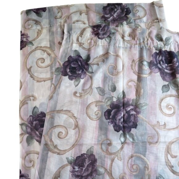 Vintage Croscill Chambord Cassis Amethyst Semi Sheer Curtain Panel Drapes Pair - Picture 1 of 7